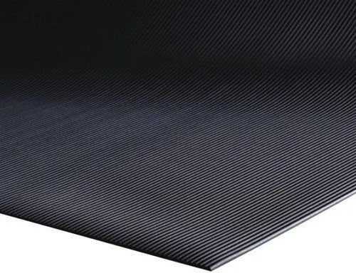 JaniSource Round Rib Vinyl Runner Floor Mat, Black, 36" W x 105' L 